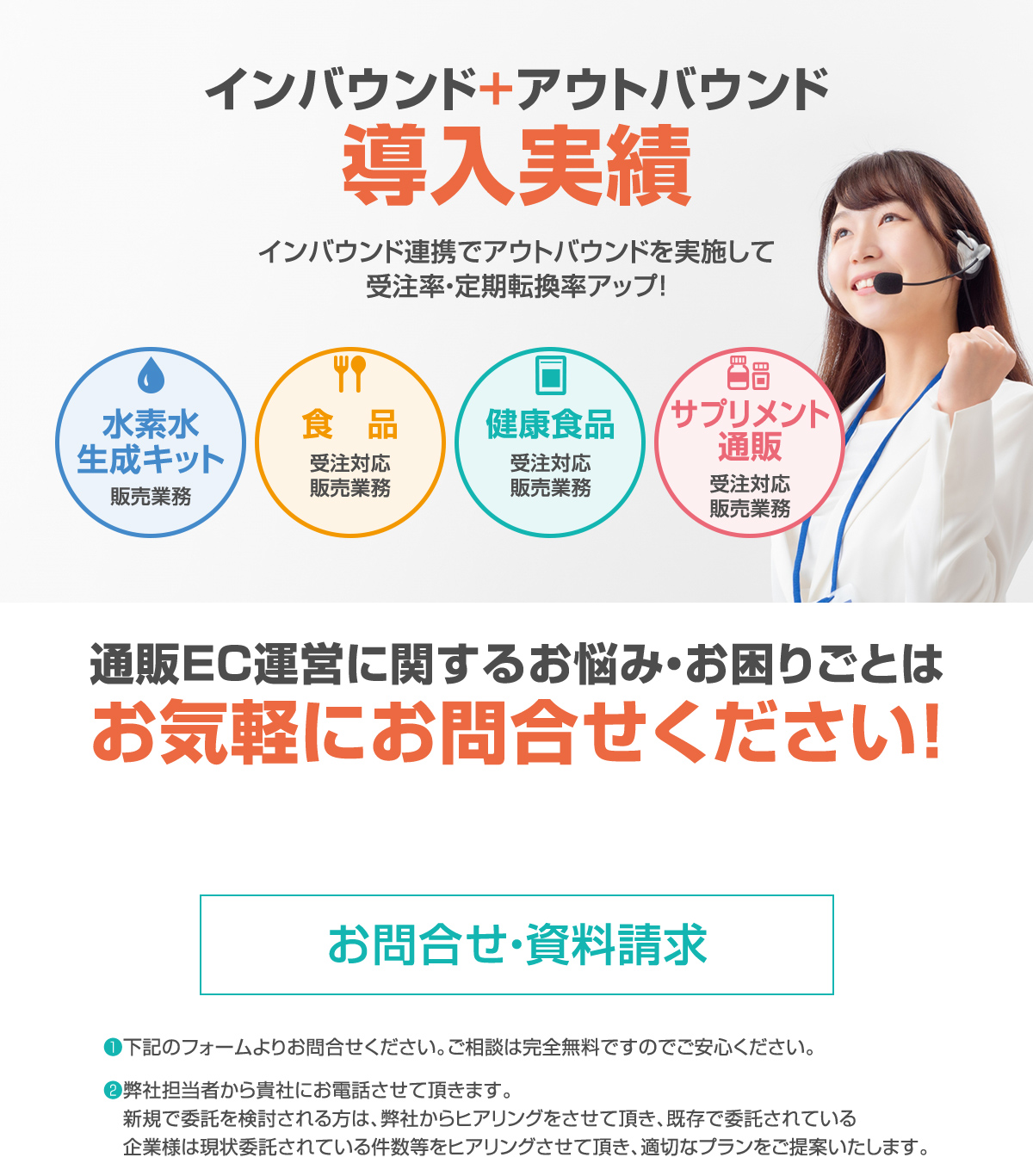 通販EC運営に関するお悩み・お困りごとは お気軽にお問合せください！